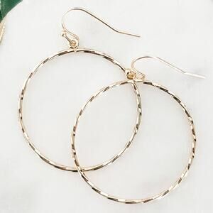 Twisted Metal Circle Dangle Earrings Goldtone